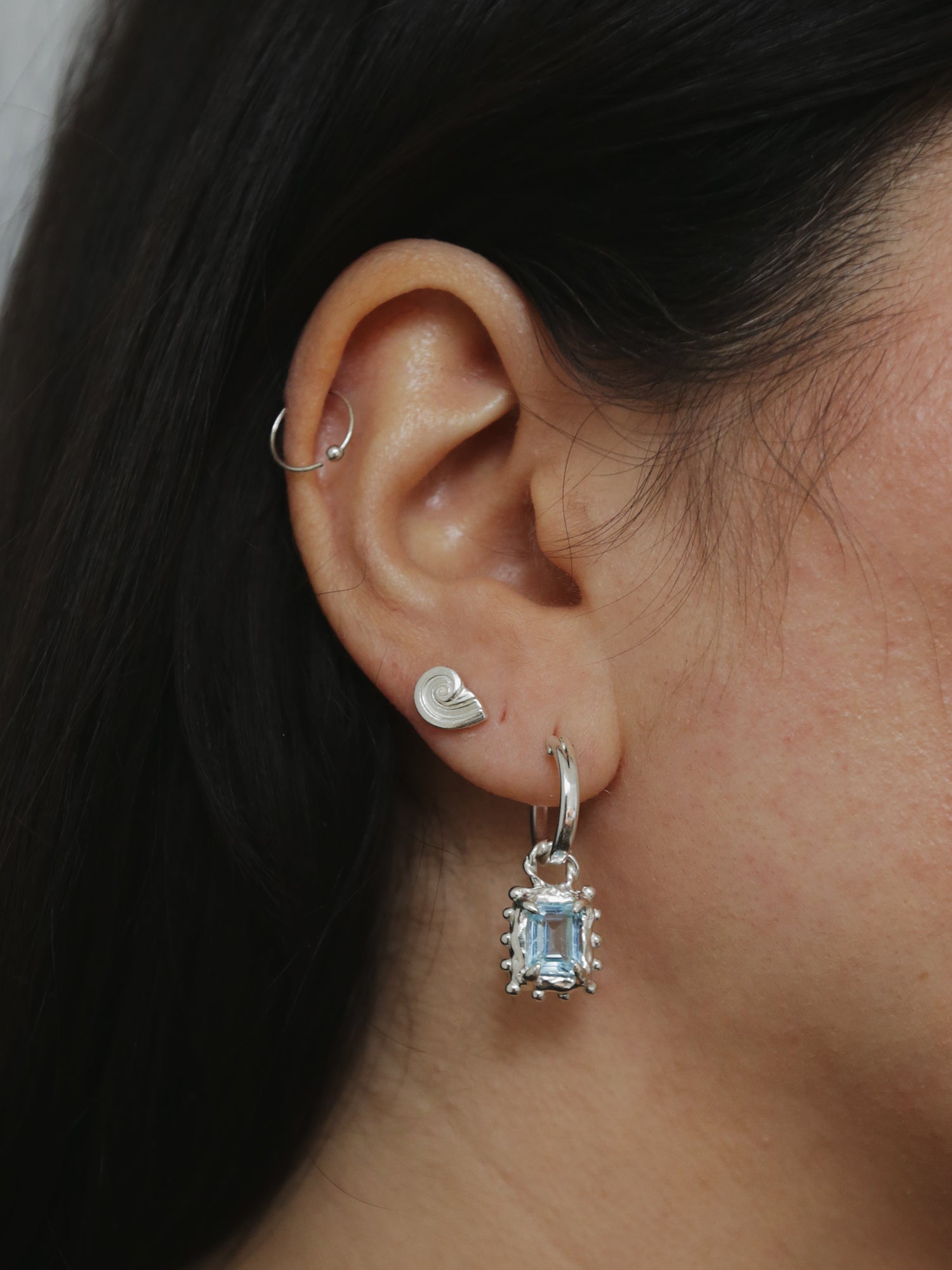 Memento Hoops with Sky Topaz