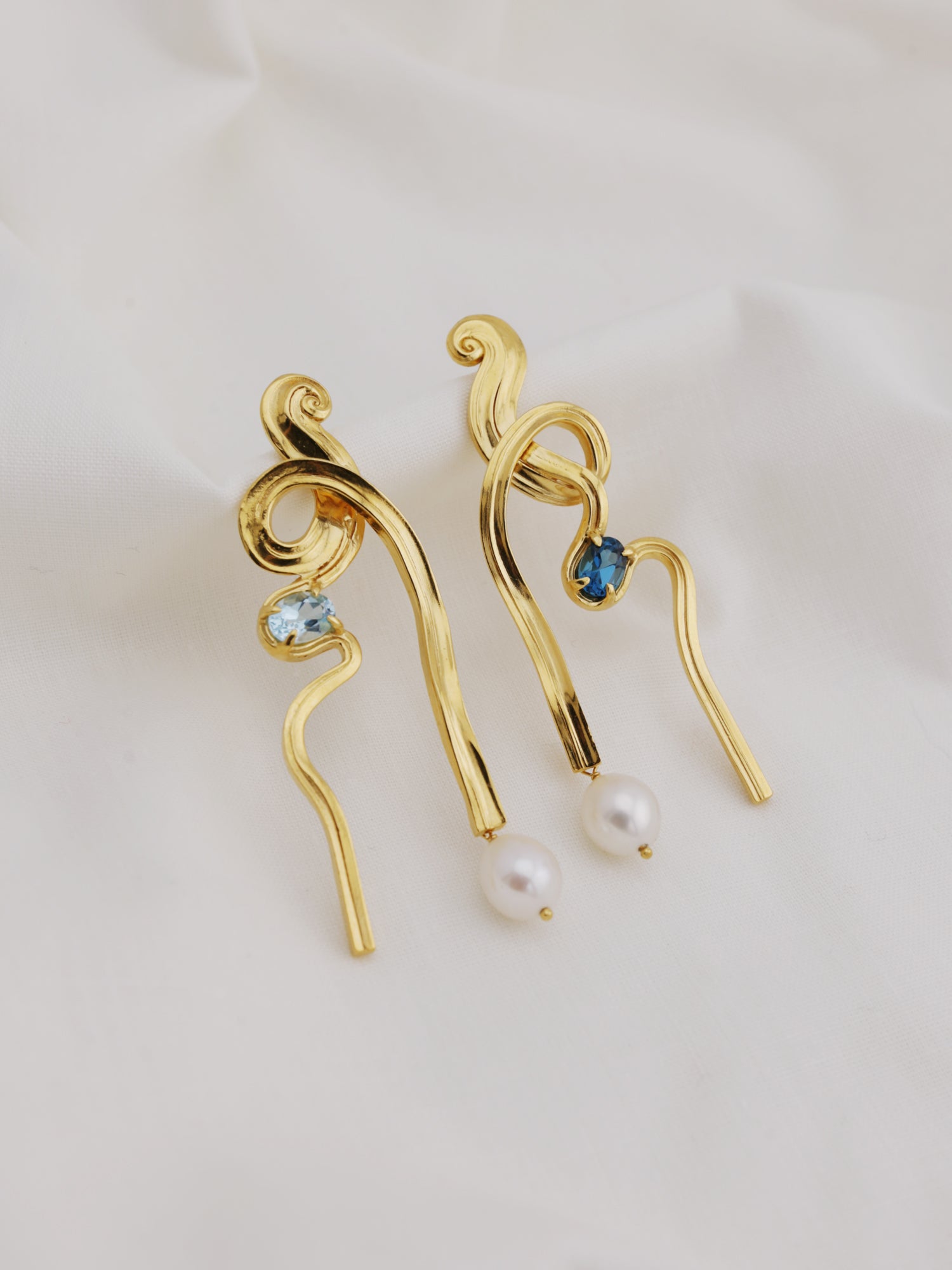 Meander Earrings with Topaz