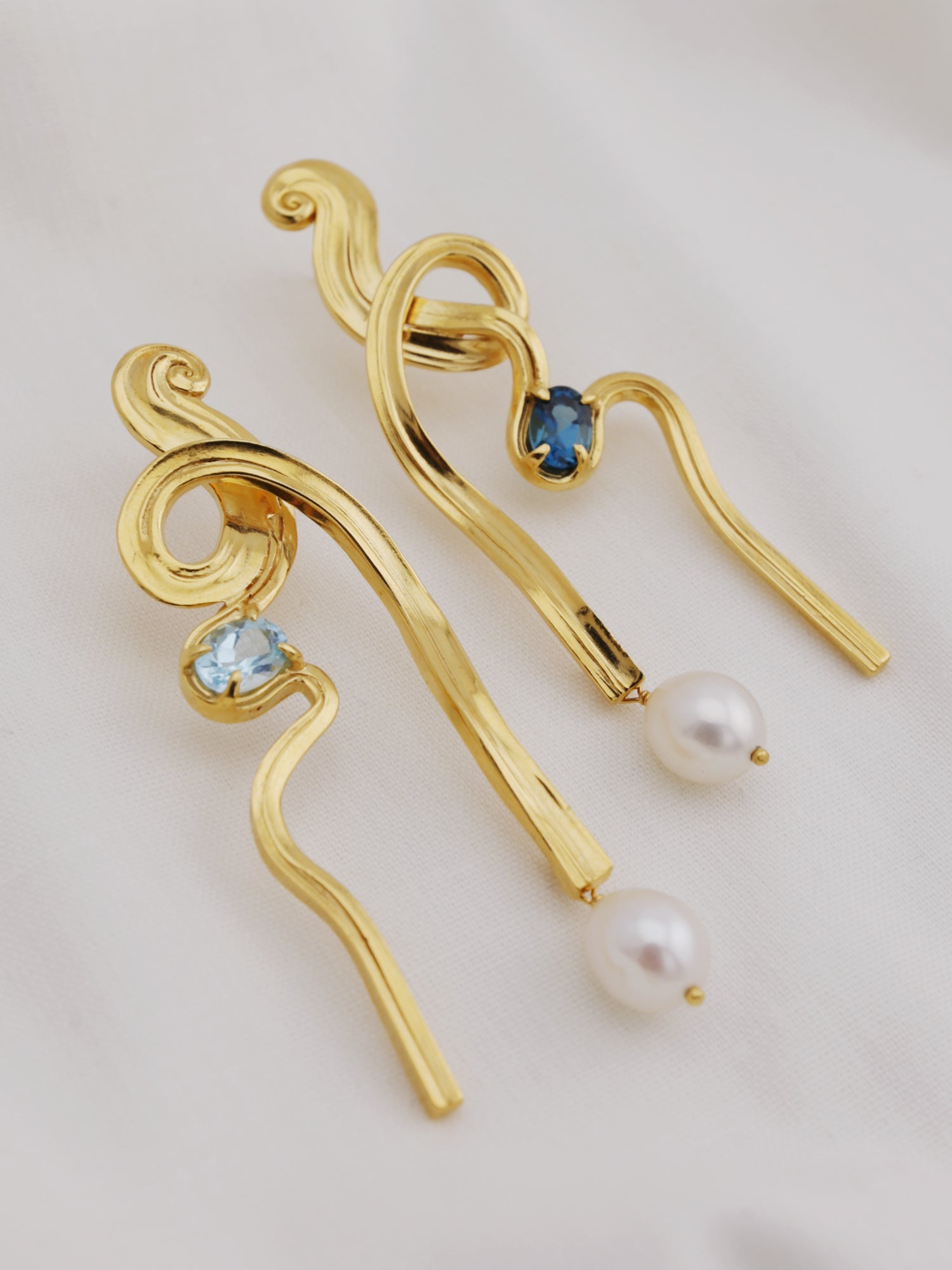 Meander Earrings with Topaz