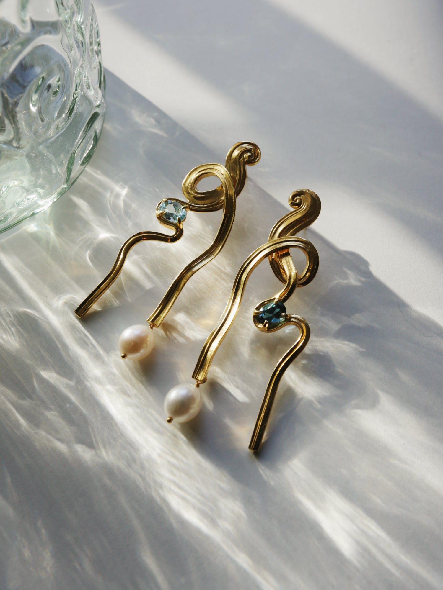 Meander Earrings with Topaz