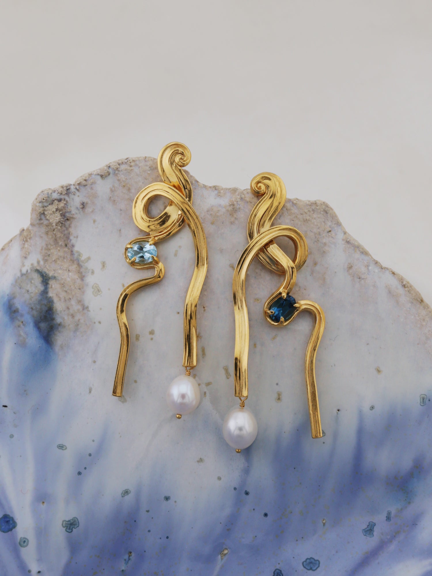 Meander Earrings with Topaz