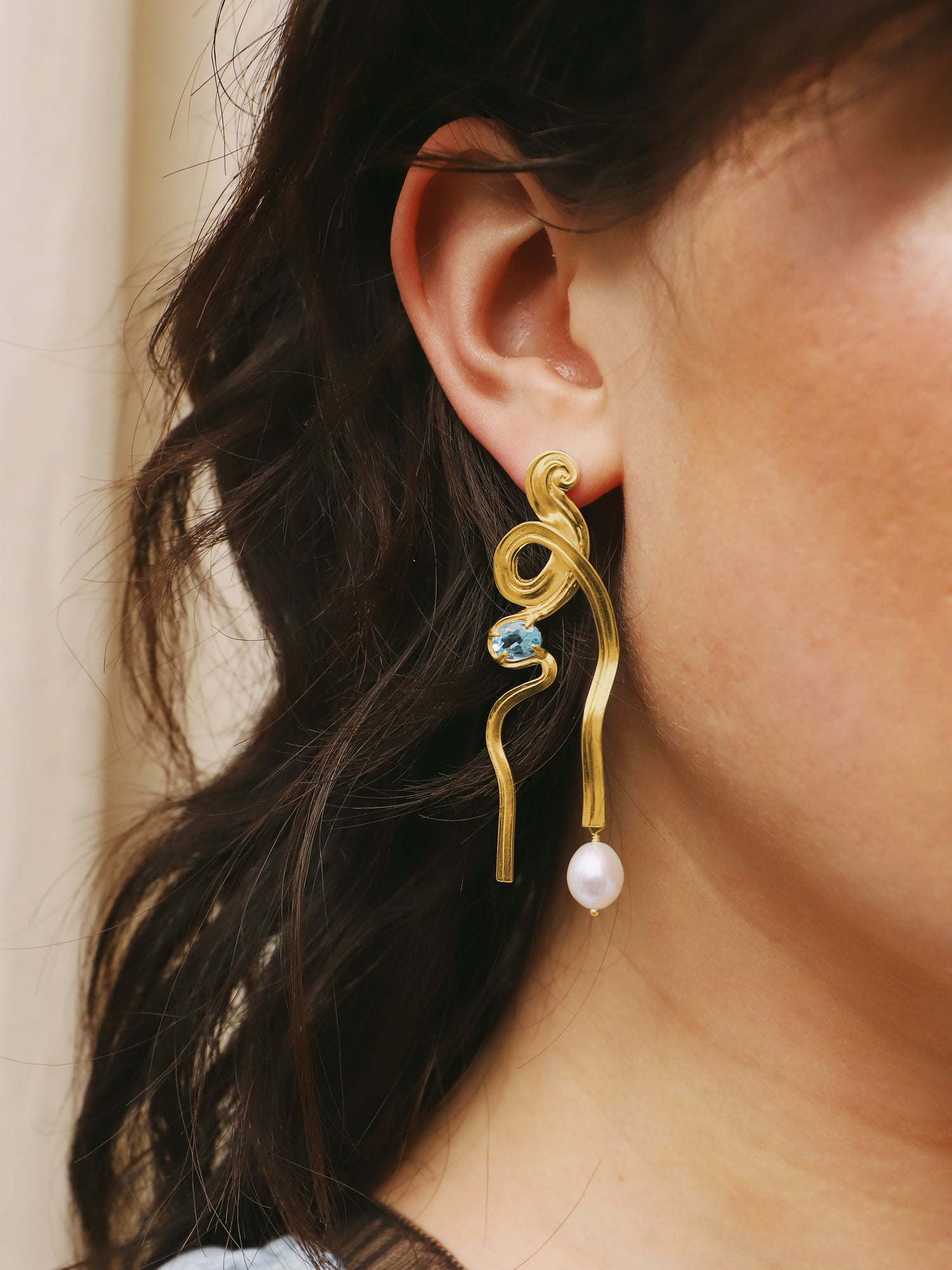 Meander Earrings with Topaz