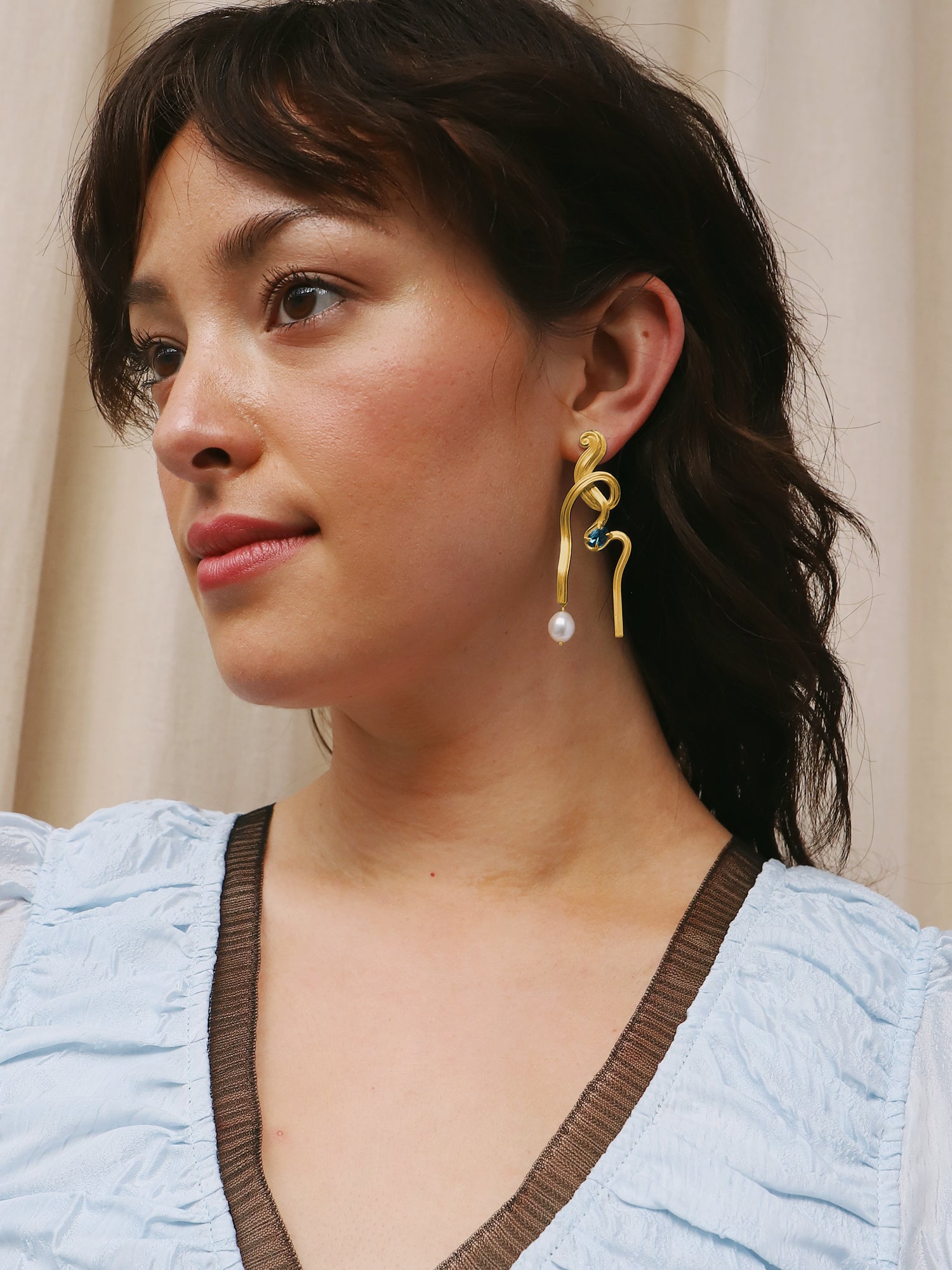 Meander Earrings with Topaz