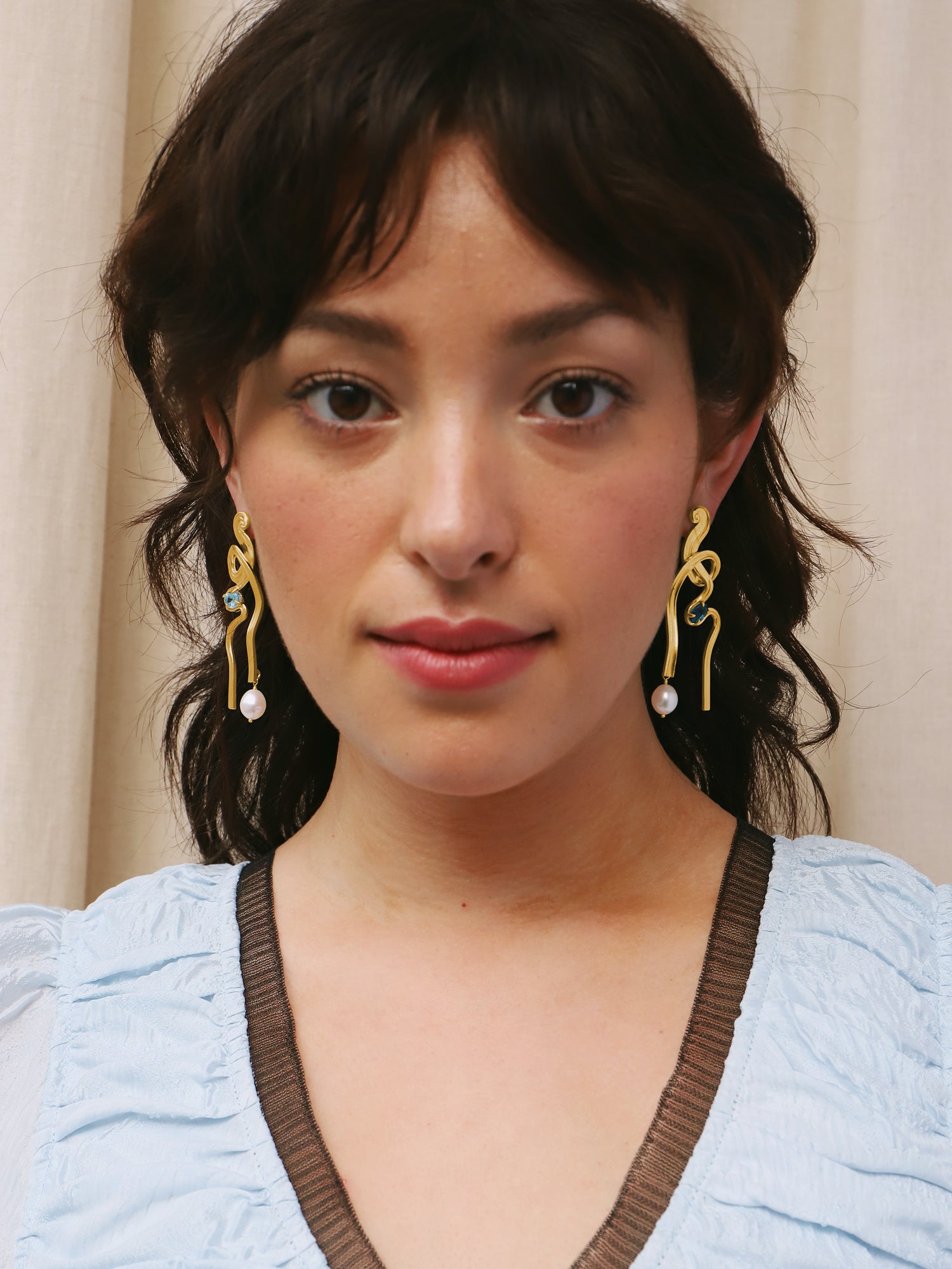 Meander Earrings with Topaz