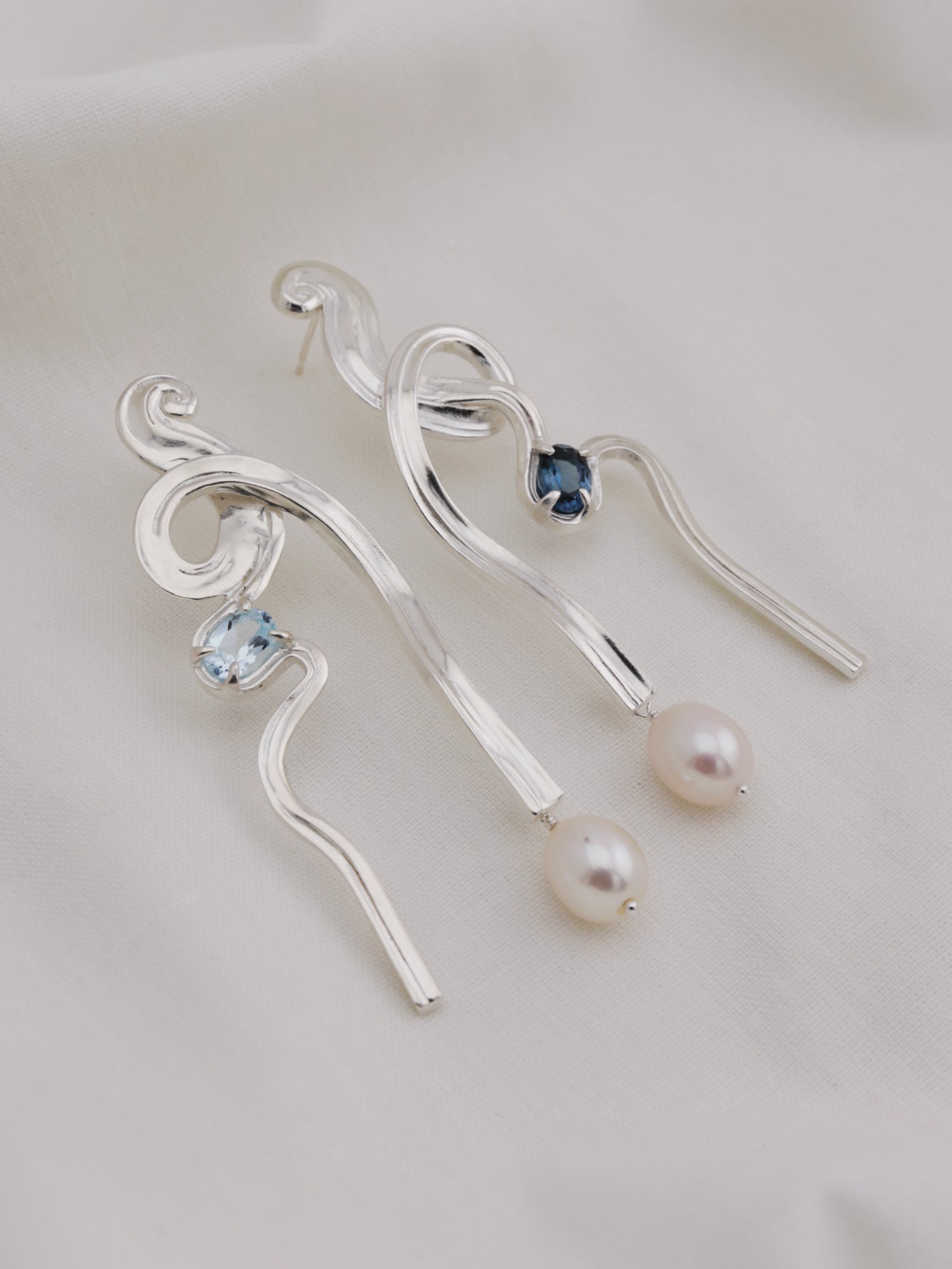 Meander Earrings with Topaz