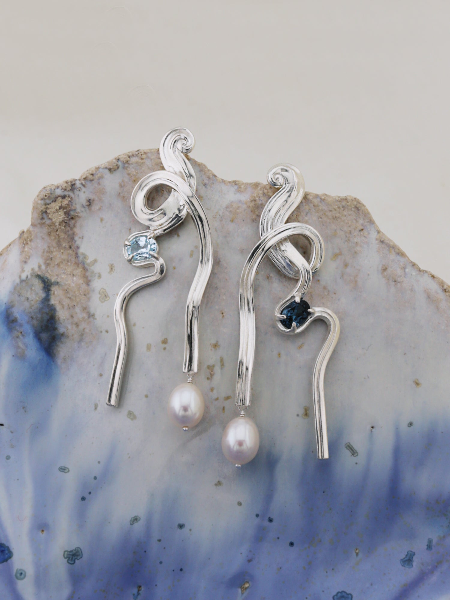 Meander Earrings with Topaz