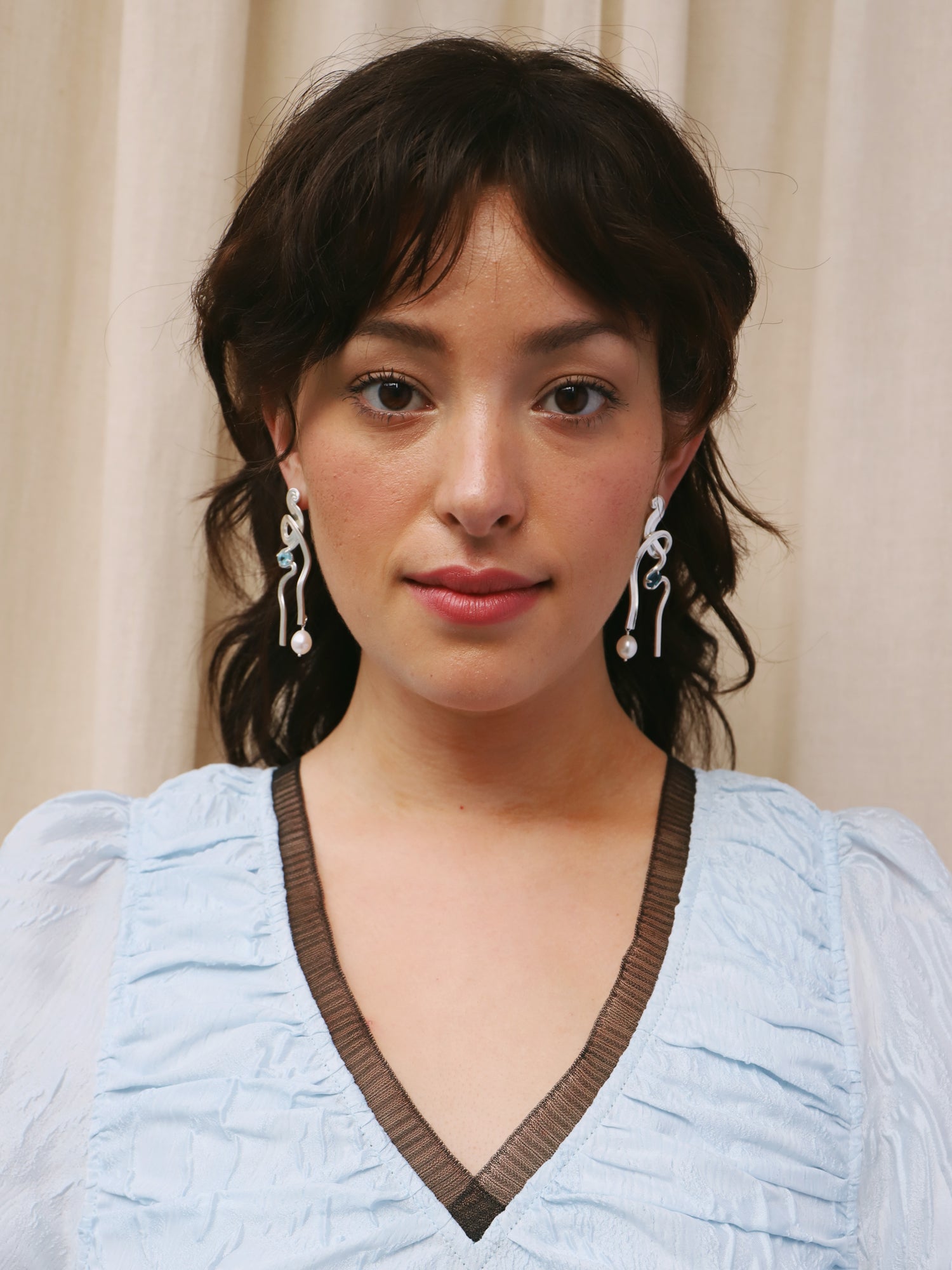 Meander Earrings with Topaz