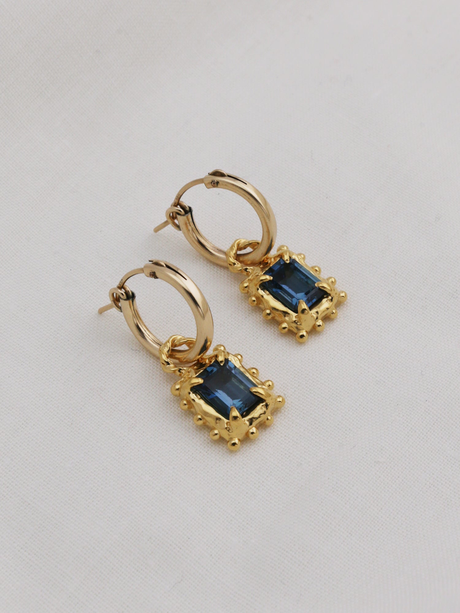 Memento Hoops with Dark Blue Topaz