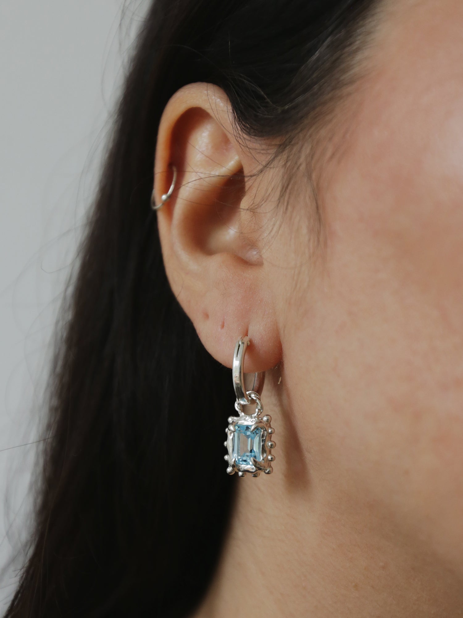 Memento Hoops with Sky Topaz