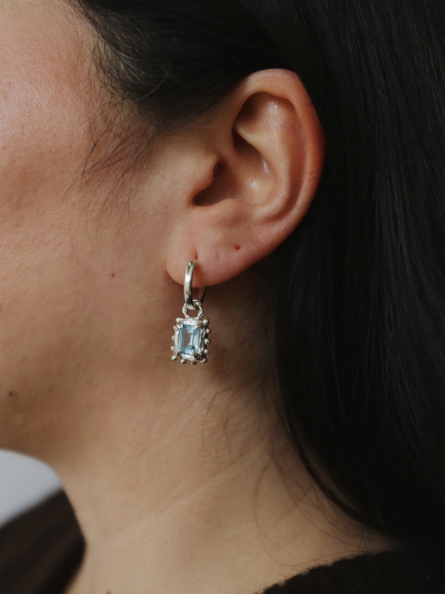 Memento Hoops with Sky Topaz