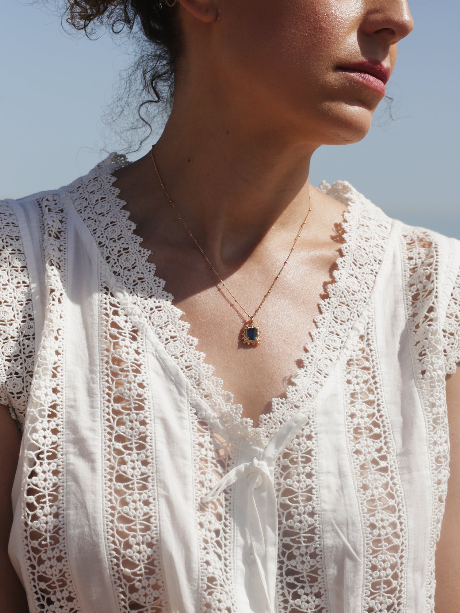Memento Necklace with Dark Blue Topaz