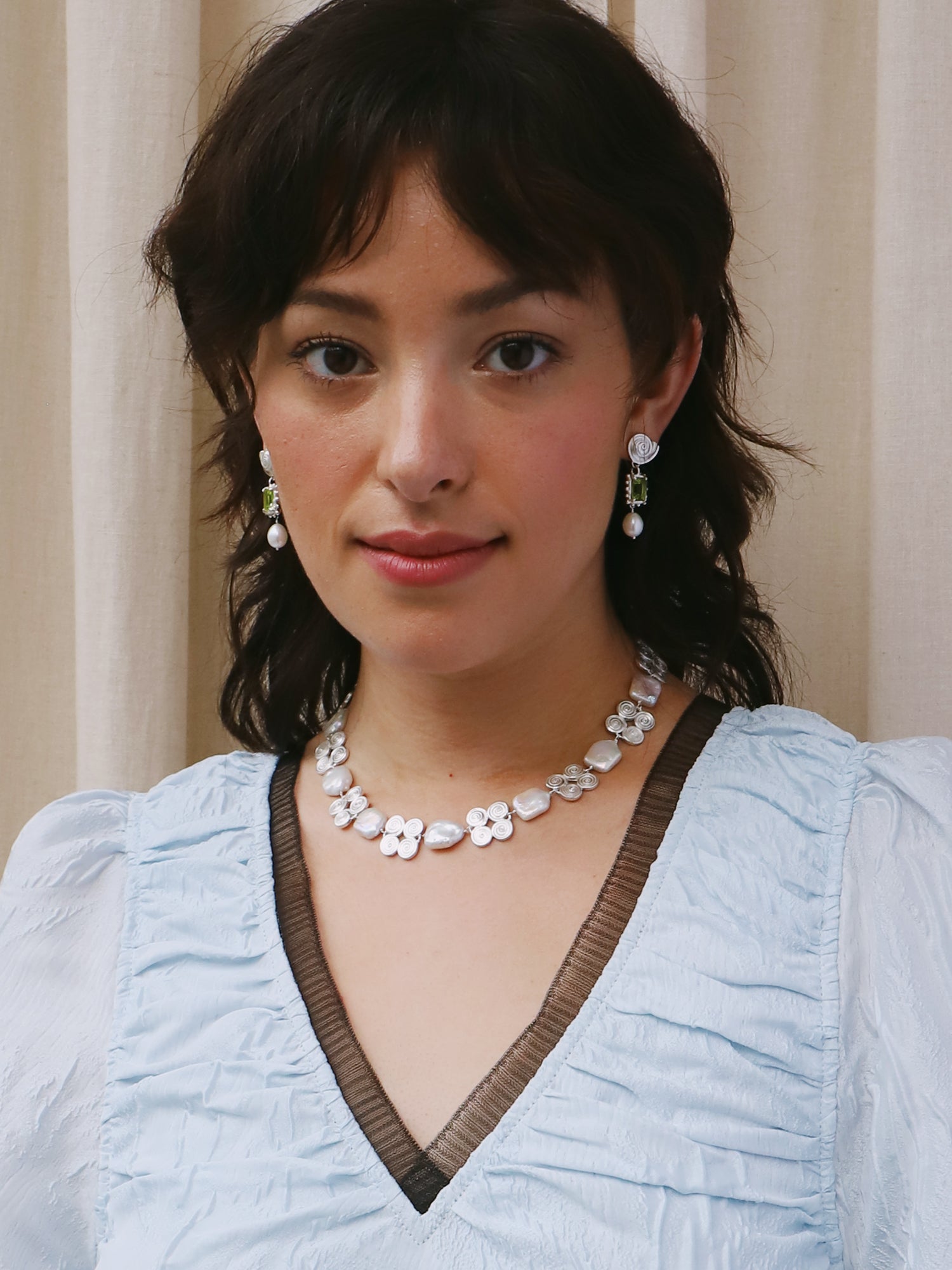 Memento Pearl Earrings with Peridot