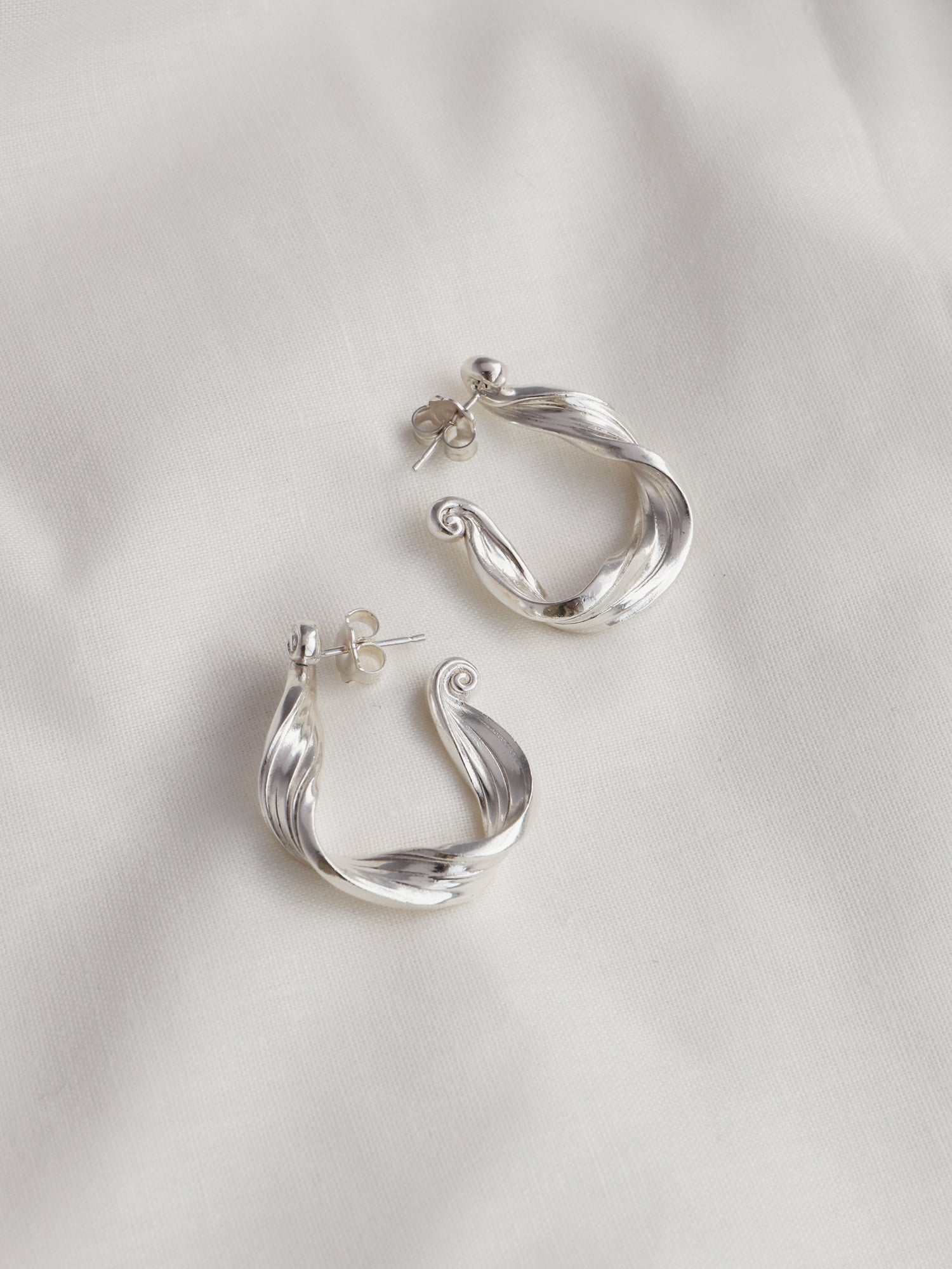 Wave Hoops - Sterling Silver