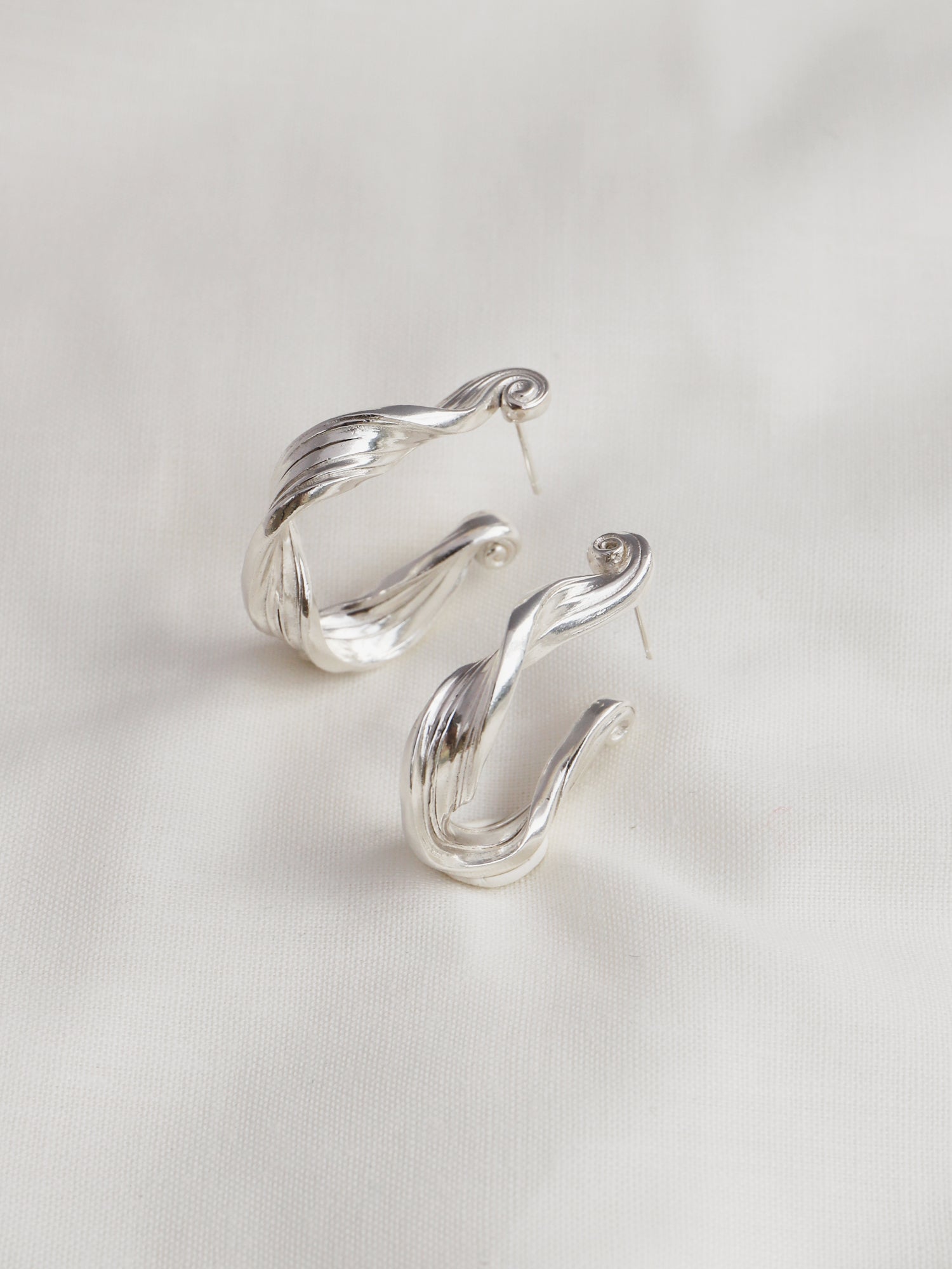 Wave Hoops - Sterling Silver