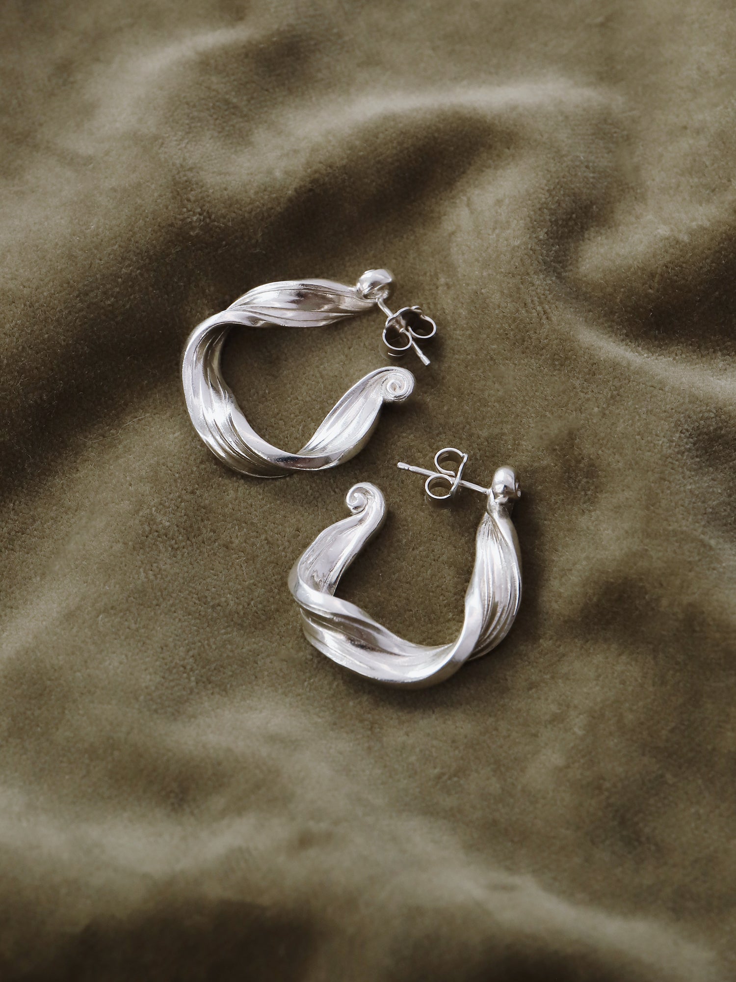 Wave Hoops - Sterling Silver